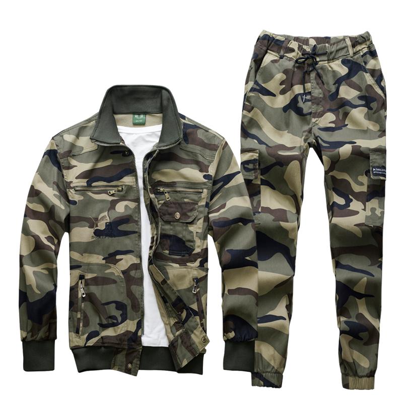 纯棉工作服套装男迷彩服劳保服弹力工装春秋休闲耐磨多色