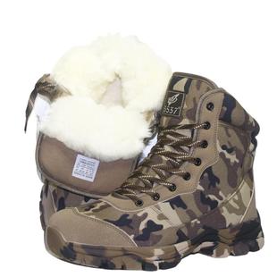 东北防寒靴高帮特厚保暖纯羊毛迷彩棉鞋男皮毛一体防水防滑雪地靴