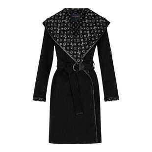 自营1h可退 欧洲直邮Louis Vuitton路易威登女士大衣毛丝混纺老花