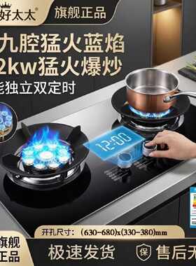 欧尚好太太燃气灶具全进风一级能效台嵌两用天然气双灶家用正品