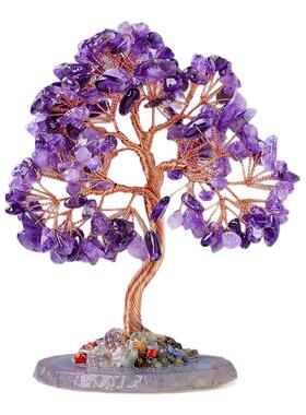 水晶树摆件天然玛瑙底座发财树