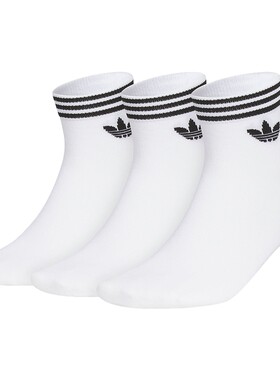 adidas阿迪达斯三叶草短袜白袜ORI TREF ANK 3P三双装袜子 JL7667