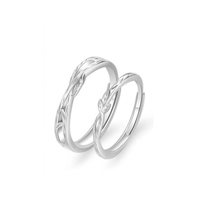 999纯银情侣对戒一对连理枝刻字款小众设计新年款生日礼物送女友