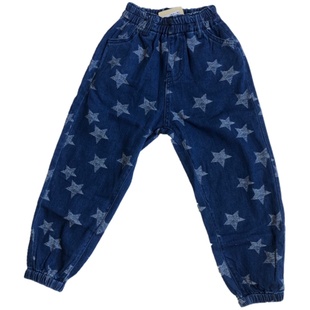 【清仓折扣】夏季新款 满印星星薄款防蚊 纯棉牛仔长裤薄款