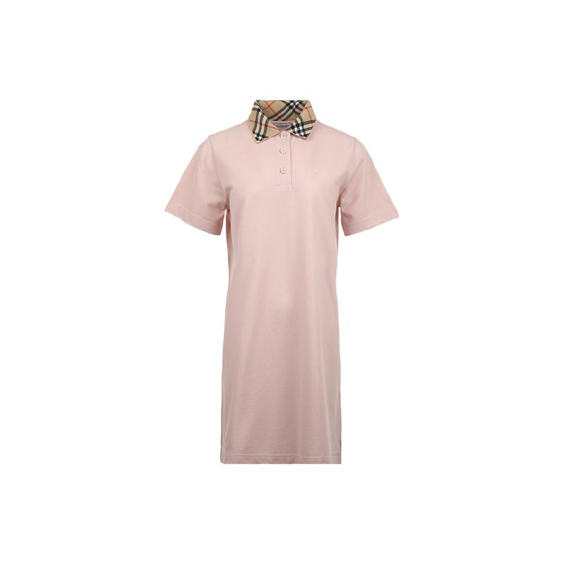【自营】BURBERRY/博柏利SS26格纹翻领直筒休闲短袖棉质连衣裙