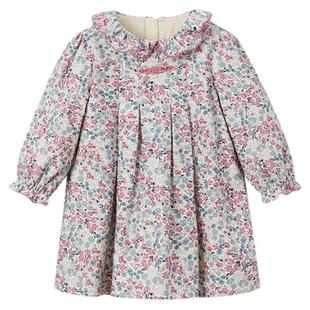 tartineetchocolat法国巧克力童装秋冬新款女童满印碎花连衣裙