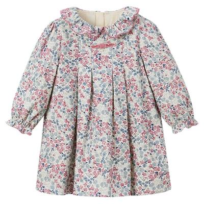 tartineetchocolat法国巧克力童装秋冬新款女童满印碎花连衣裙