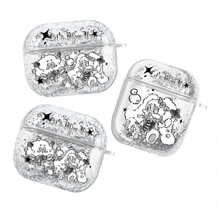 逃生原创小骷银雪花流沙耳机壳2024龙年闪闪暗黑治愈少女无线蓝牙y2k硬壳适用airpods一二3代pro2代保护套