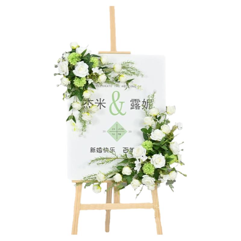 交车迎宾牌水牌指示牌花艺美容院店铺开业气氛周年装饰布置仿真花