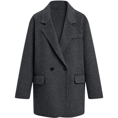 KBNE双色全羊毛毛呢西装外套女2025冬季新款小个子中长款呢子大衣