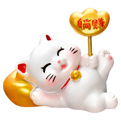 车载弹簧元宝可爱招财猫摆件