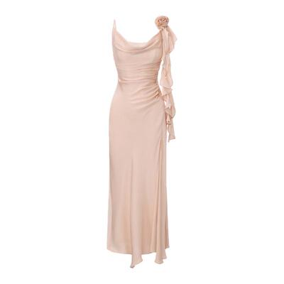 【陈都灵同款】LACERTA 26春夏荡领立体花朵吊带连衣裙修身度假裙