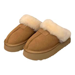 厚底真皮毛一体拖鞋女外穿2025冬季新款冬鞋毛毛拖鞋绒桑坡雪地靴