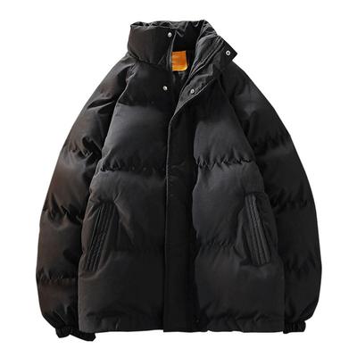 冬季男生立领宽松棉服纯色面包服