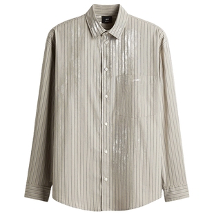 HM男装衬衫春季宽松版型简约条纹柔软府绸衬衣1289798