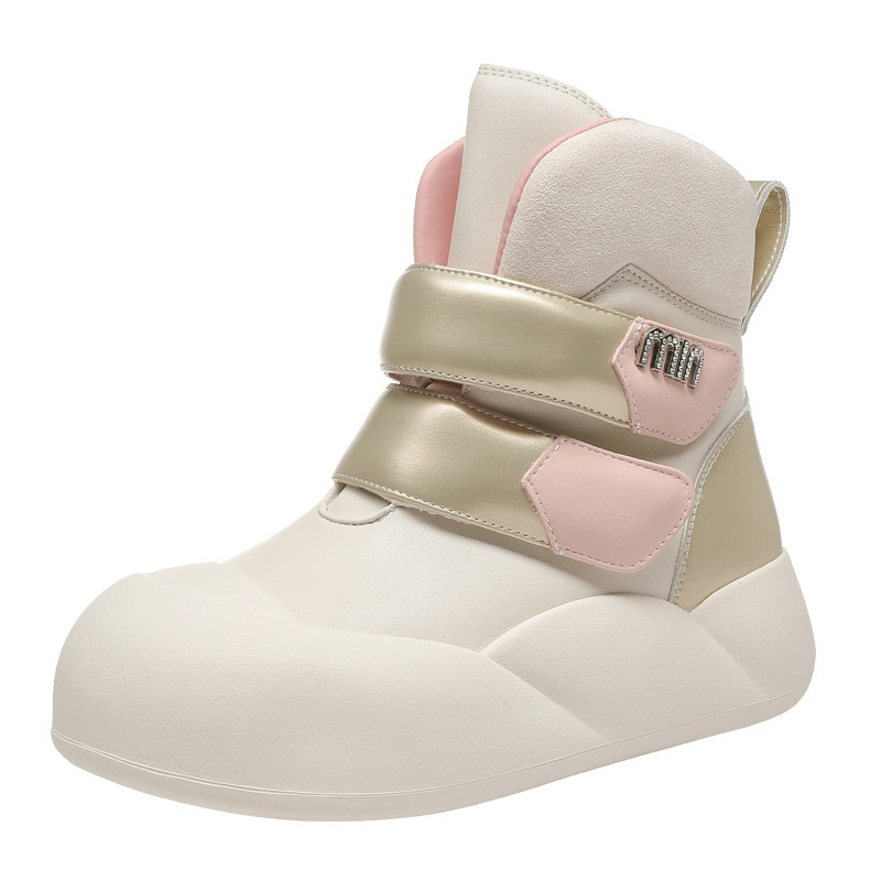 珂简妮真皮魔术贴雪地靴