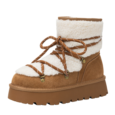 厚底雪地靴女加绒加厚短靴