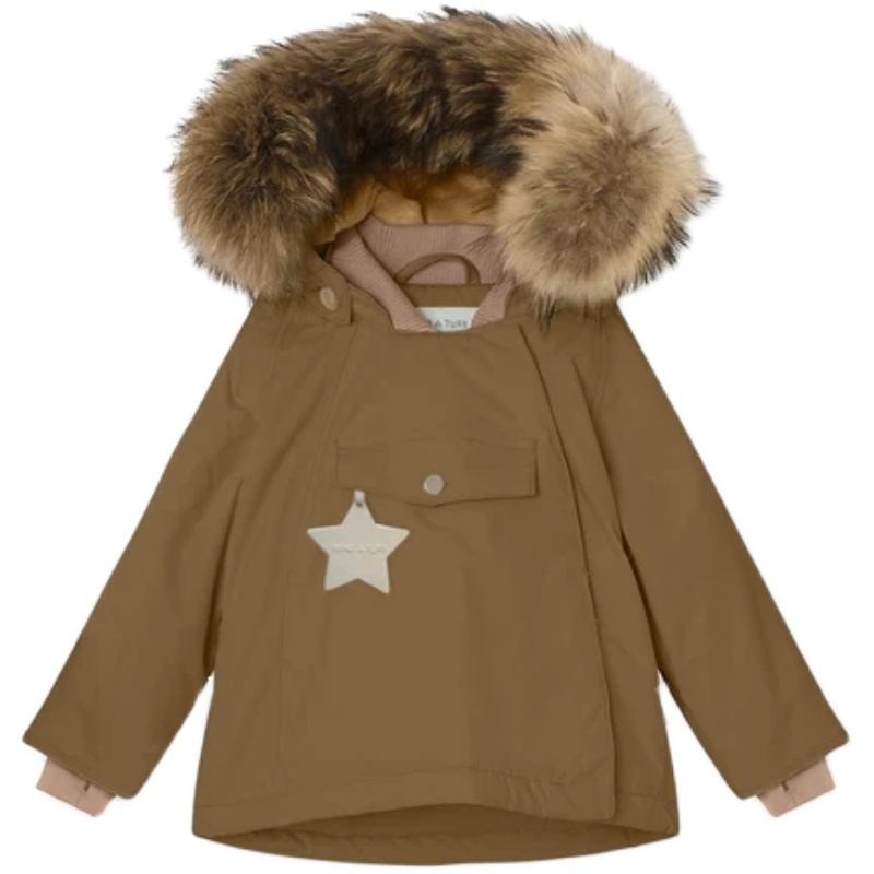 丹麦miniature wang fur24新款童装毛领棉服冬季精灵帽保暖厚外套
