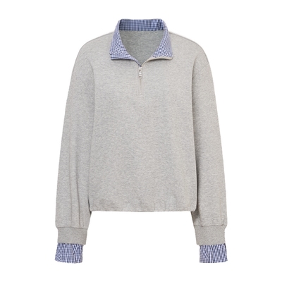 POLOWALK女装2025秋季新品女式卫衣设计感翻领设计卫衣外套女款