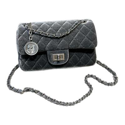 小D家轻奢丝绒菱格链条包高级感单肩斜挎包女2025新款时尚小方包