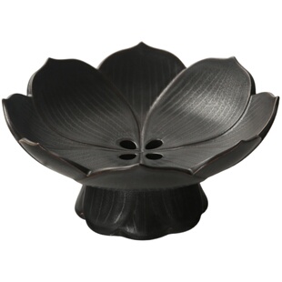 可沥水莲花高脚盘碟中式禅意供佛家用陶瓷茶点盘日式高足点心果盘