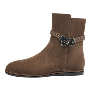 millies妙丽高级感短靴女2025冬季新款时尚马丁靴加绒切尔西靴子