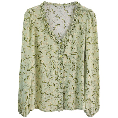 绿色真丝设计感小众法式风衬衣