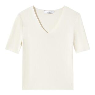 朗姿2025年夏季新款气质高级感毛针织衫法式毛衣v领白色上衣内搭