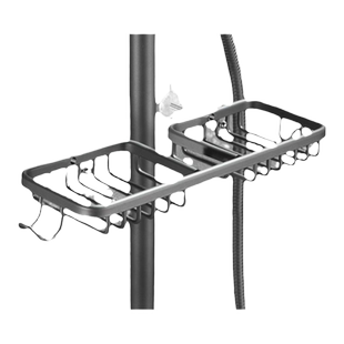 花洒置物架托盘免打孔淋浴杆浴室花洒杆升降杆卫生间花酒收纳支架