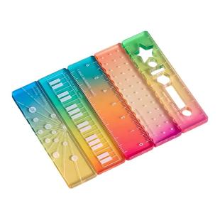 小学生掌心尺称心如意尺迷你刻度尺手帐口袋便携渐变透明波浪直尺