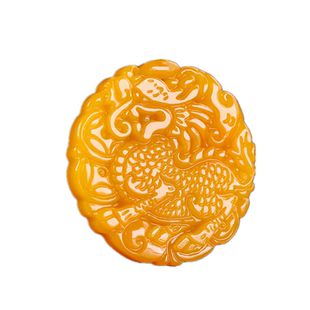和田玉黄玉麒麟平安牌吊坠天然黄龙玉瑞兽貔貅招财纳福项链挂件