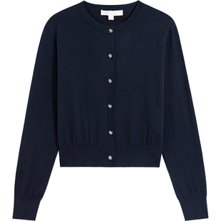 Brooks Brothers/布克兄弟女士25新品纯棉圆领纽扣基础针织开衫
