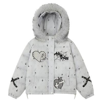 都不简单毛领宽松加厚棉衣BF