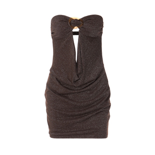 gusty欧美风性感辣妹细闪亮片抹胸裙子御姐镂空露背包臀裙连衣裙