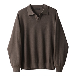 LUUD 老钱格调海鸥领针织上衣男士罗纹收口肌理感POLO衫毛衣秋冬