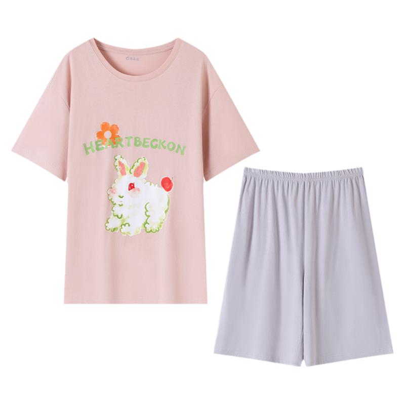 顶呱呱印花睡衣可外穿女夏季薄款