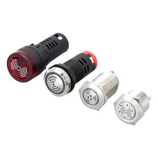 金属蜂鸣器声光报警器闪光断续间断长鸣连续LED圆形孔16 19 22mm