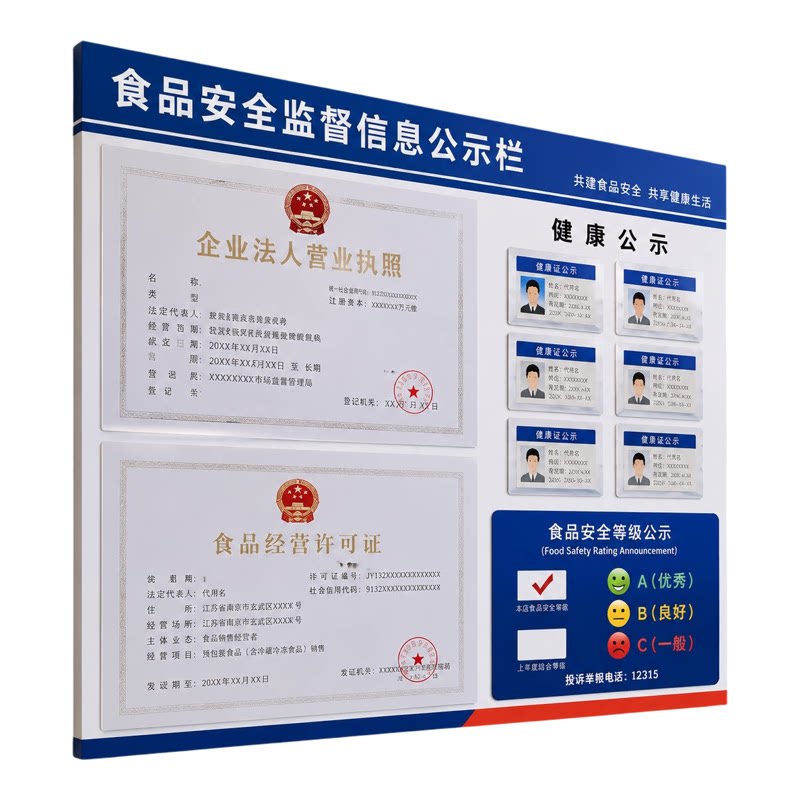 餐饮服务三合一公示栏