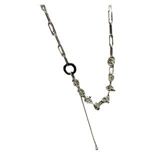 冷淡风金属打结荆棘链条项链女潮酷嘻哈钛钢流苏圆球锁骨链配饰