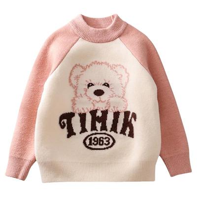 女童毛衣加绒加厚针织衫卡通上衣