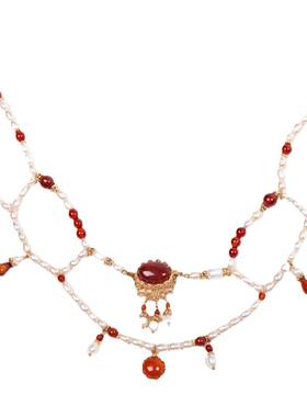 羽钿坊珍珠玛瑙汉服配饰明制宋制项链