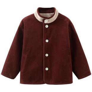 哈齿童装儿童宽松灯芯绒外套男童女童仿羊羔毛上衣双面穿冬装新款