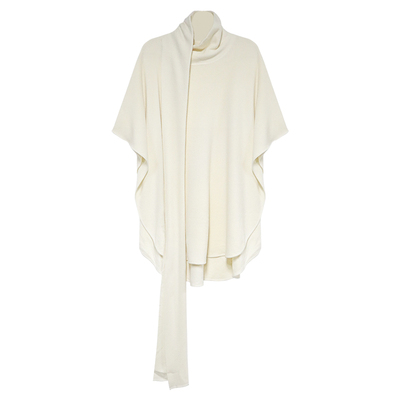 贰羊设计【昀栖】随性清冷慵懒高级感围脖斗篷披肩女羊毛针织外套