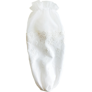 白色袖套女秋冬办公室棉布里羽绒服防污蕾丝花边护袖头上班套袖