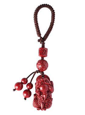 普陀山朱砂钥匙挂件男貔貅钥匙扣