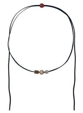 LILIFAN莉莉梵 幸运编织镂空球形麂皮系带项链 复古小众百搭秋冬