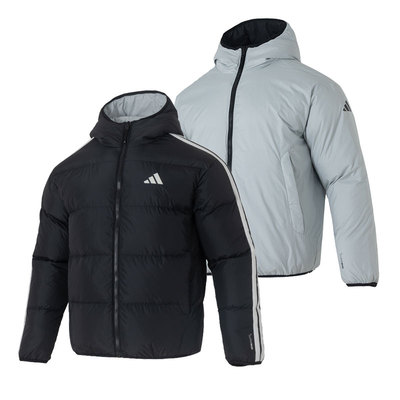 阿迪达斯双面穿羽绒服男2025冬季新款面包服保暖鸭绒外套休闲棉衣