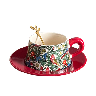 高级感莫里斯花鸟咖啡杯碟伴手礼