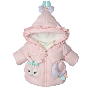 女童冬季棉衣外套2025冬装新款女宝宝连帽加绒加厚小女孩羽绒棉服