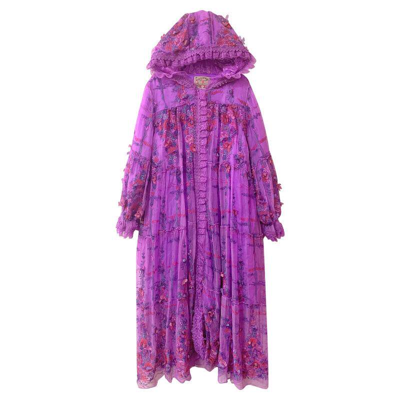 桑蚕丝棉服女高级轻奢刺绣大码宽松显瘦轻薄保暖棉衣长款百搭外套
